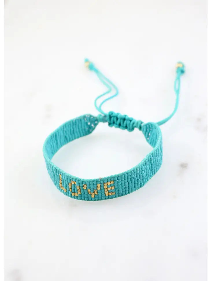 Turquoise Love Beaded Bracelet