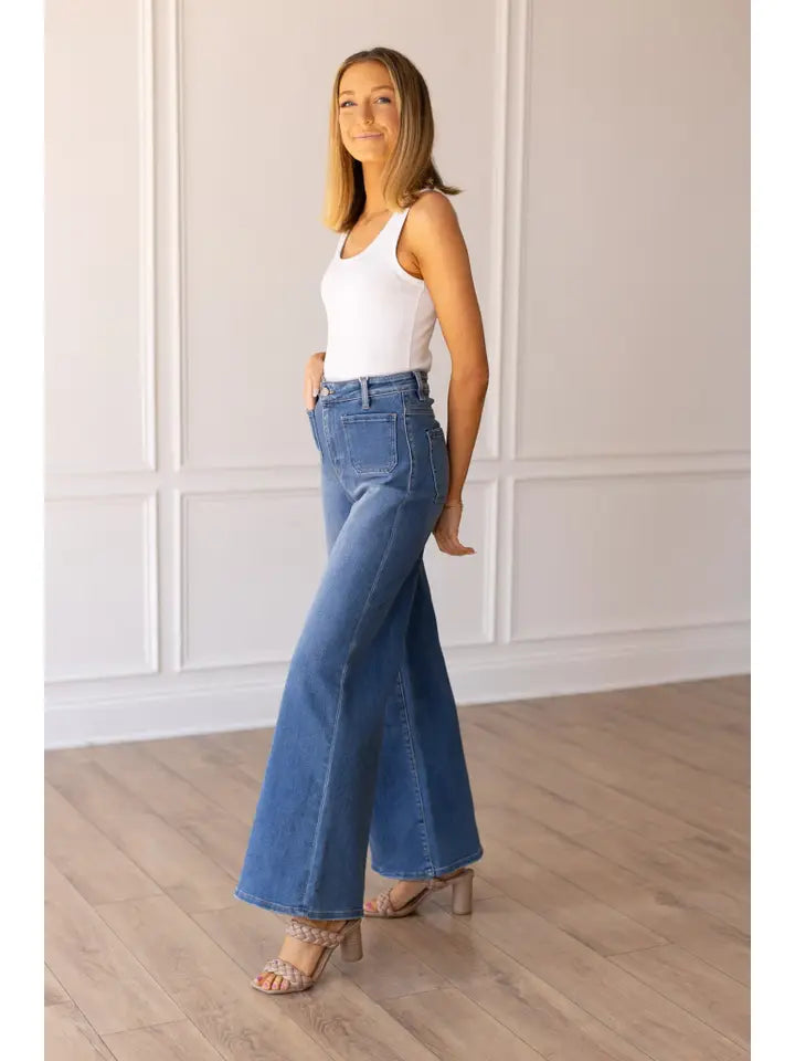 The Matilda Medium Wash Wide Leg-Jeans-Deadwood South Boutique & Company LLC-Deadwood South Boutique, Women's Fashion Boutique in Henderson, TX