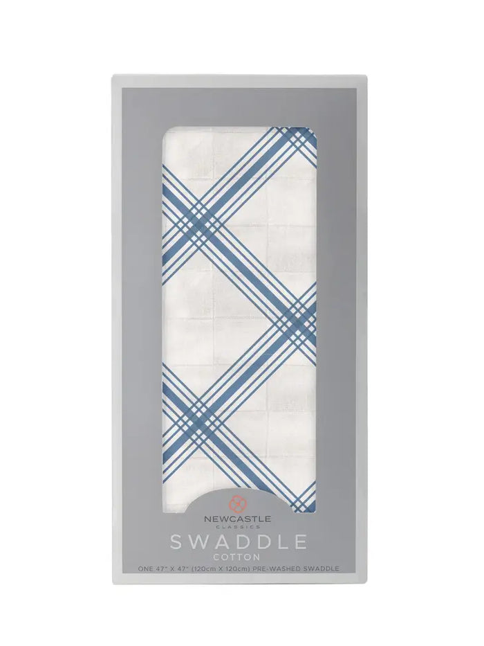 Blue Buffalo Check Plaid Swaddle-Swaddling & Receiving Blankets-Deadwood South Boutique & Company-Deadwood South Boutique, Women's Fashion Boutique in Henderson, TX