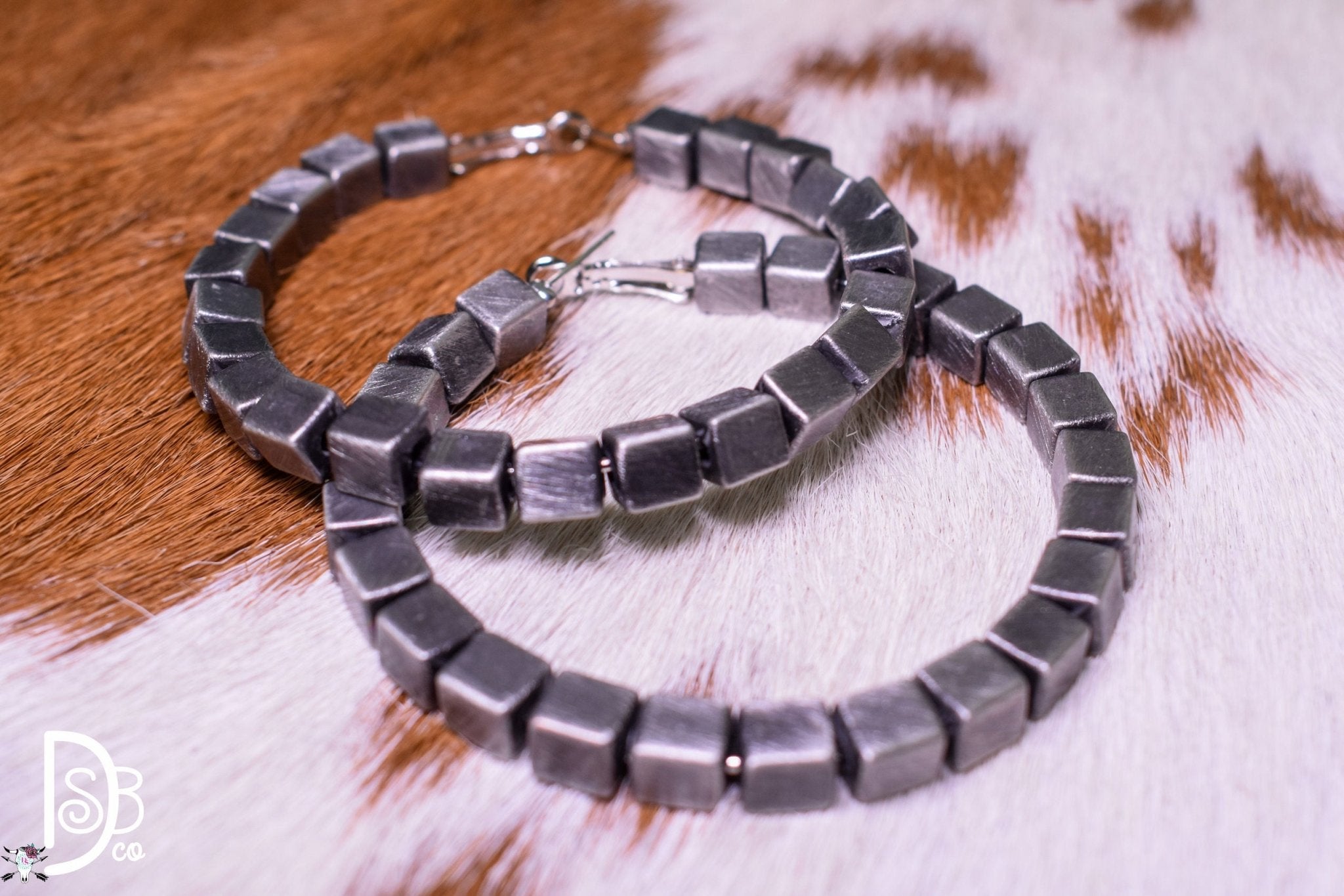 6mm Square Beaded Fashion Hoops - Deadwood South Boutique & Company LLC