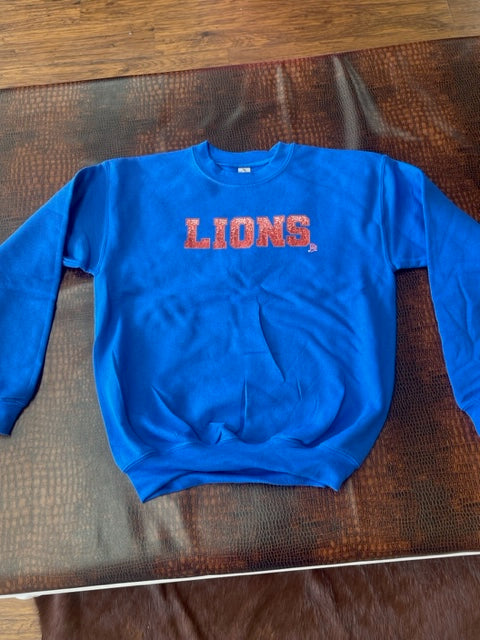 Lions Blue Sweatshirt-Graphic Sweaters-Deadwood South Boutique & Company-Deadwood South Boutique, Women's Fashion Boutique in Henderson, TX