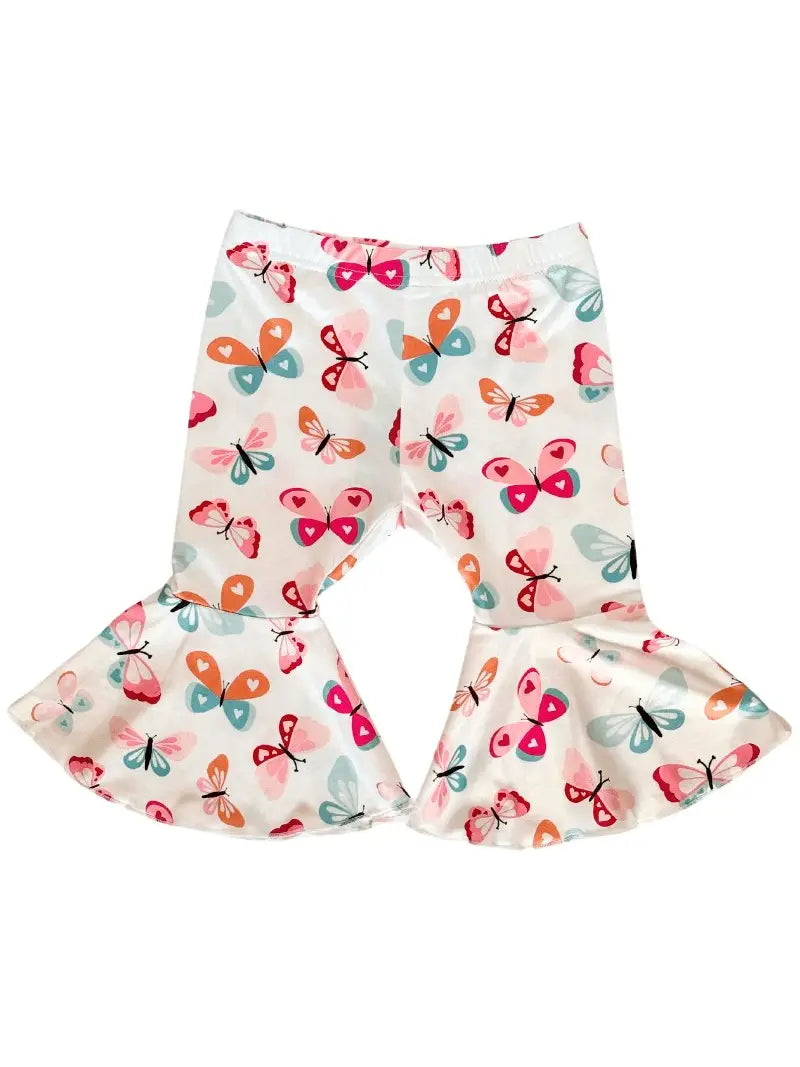 Lina Love Doodle Butterflies Pleated Bell Bottom-children's-Deadwood South Boutique & Company-Deadwood South Boutique, Women's Fashion Boutique in Henderson, TX