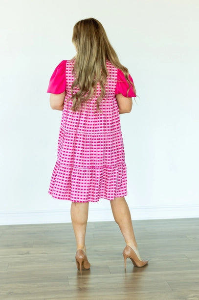 Pink Gingham Dress-Dresses-Deadwood South Boutique & Company LLC-Deadwood South Boutique, Women's Fashion Boutique in Henderson, TX