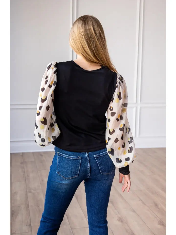 Leopard Dream Balloon Sleeve Top-Tops & Tees-Deadwood South Boutique & Company LLC-Deadwood South Boutique, Women's Fashion Boutique in Henderson, TX