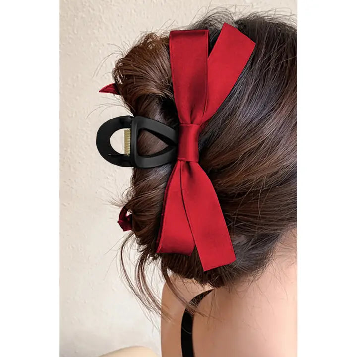 Satin Bow Hair Clip-Hair Claw Clips-Deadwood South Boutique & Company LLC-Deadwood South Boutique, Women's Fashion Boutique in Henderson, TX