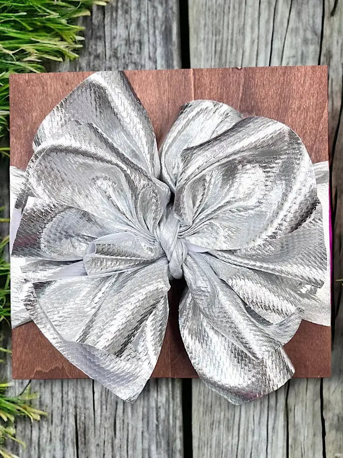 Newborn Metallic Headwrap Bows-Hair Bows-Deadwood South Boutique & Company LLC-Deadwood South Boutique, Women's Fashion Boutique in Henderson, TX