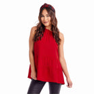 Red Taye Flounce Top-Long Sleeves-Deadwood South Boutique & Company-Deadwood South Boutique, Women's Fashion Boutique in Henderson, TX