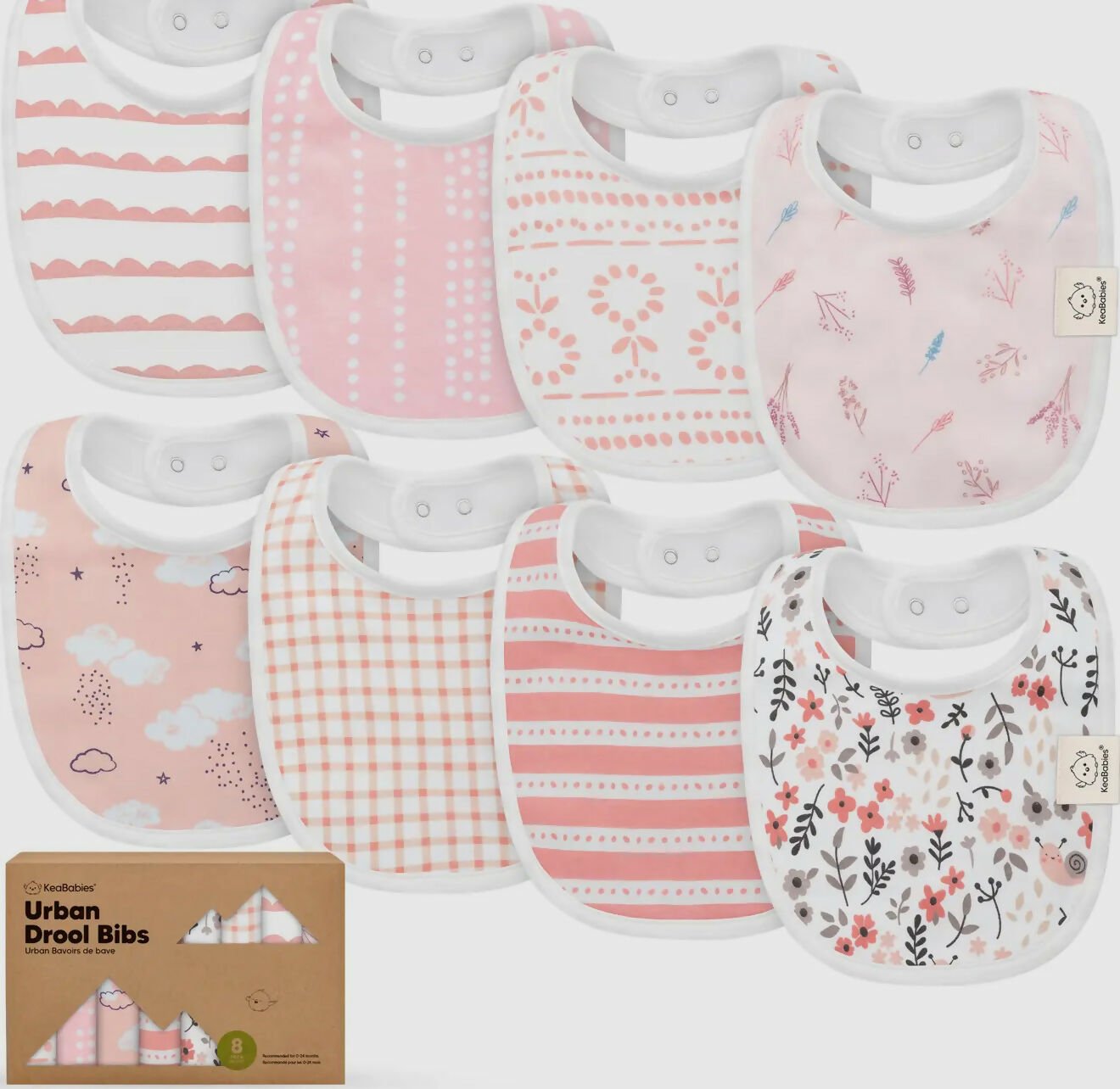 8pk Urban Drool Bibs - Deadwood South Boutique & Company LLC