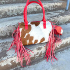 Cowhide Speedy Bag with Red Leather Detail-Deadwood South Boutique & Company-Deadwood South Boutique, Women's Fashion Boutique in Henderson, TX