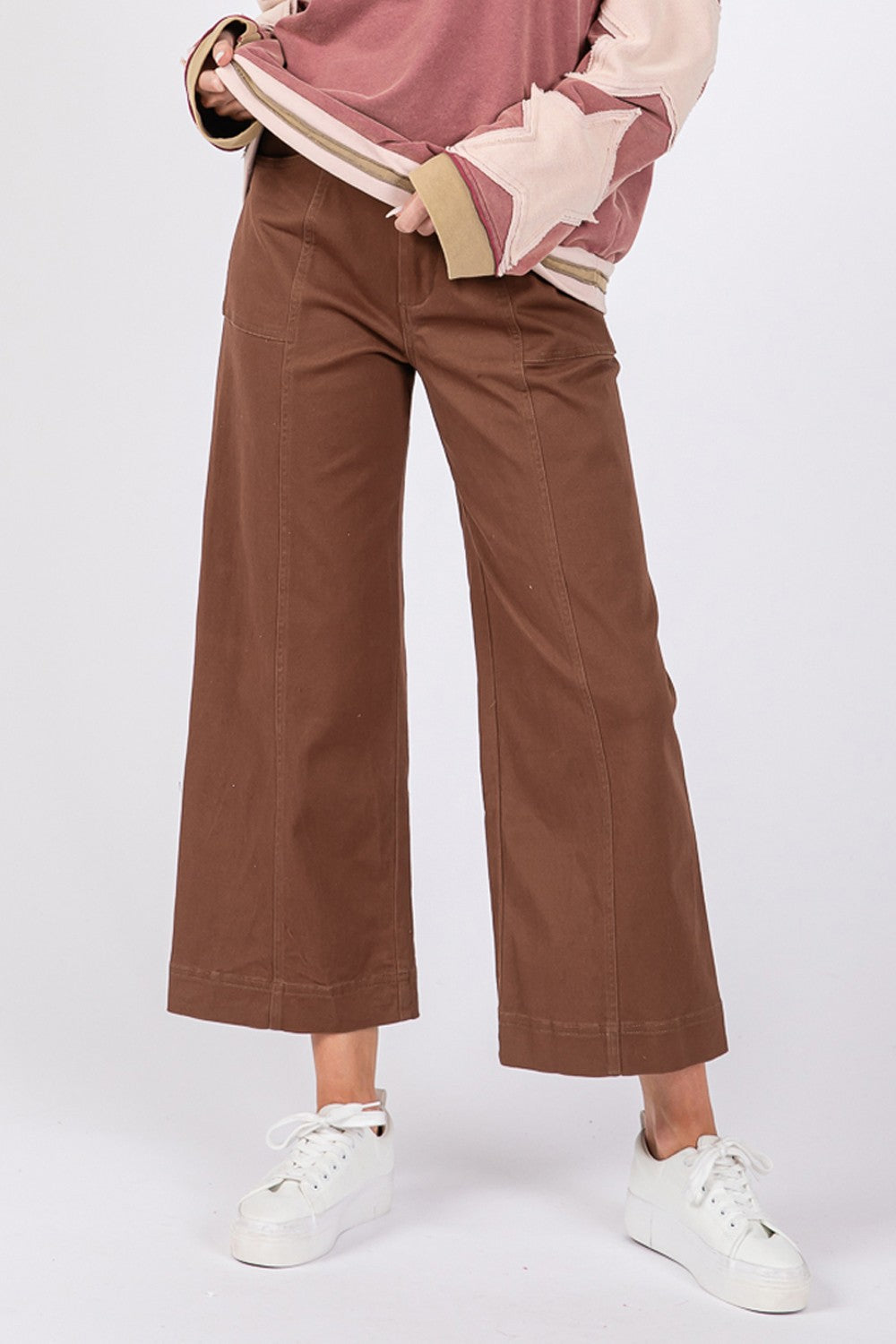 SAGE + FIG Wide Leg Cropped Pants-Bottoms-Trendsi-Deadwood South Boutique, Women's Fashion Boutique in Henderson, TX