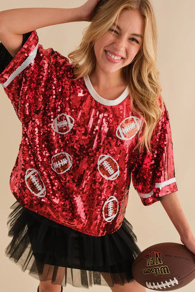 Let's Go Team Sequin Crop-Graphic Tees-Deadwood South Boutique & Company-Deadwood South Boutique, Women's Fashion Boutique in Henderson, TX