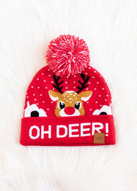 Oh Deer Pom Hat-Hats-Deadwood South Boutique & Company-Deadwood South Boutique, Women's Fashion Boutique in Henderson, TX