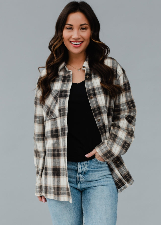 With The Band Patch Flannel-Graphic Sweaters-Deadwood South Boutique & Company-Deadwood South Boutique, Women's Fashion Boutique in Henderson, TX