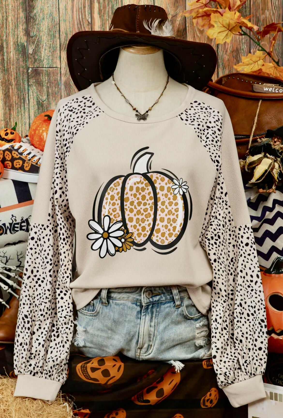 Floral Pumpkin Top-Tops & Tees-Vintage Cowgirl-Deadwood South Boutique, Women's Fashion Boutique in Henderson, TX