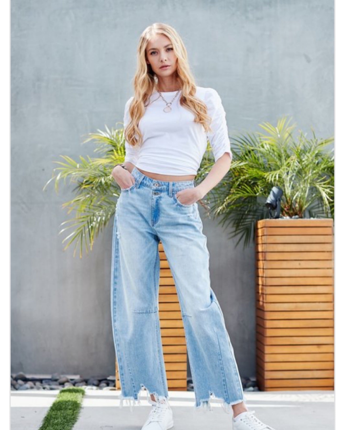 Special A High Rise Shark Bite Barrel Jeans-Jeans-Deadwood South Boutique & Company-Deadwood South Boutique, Women's Fashion Boutique in Henderson, TX