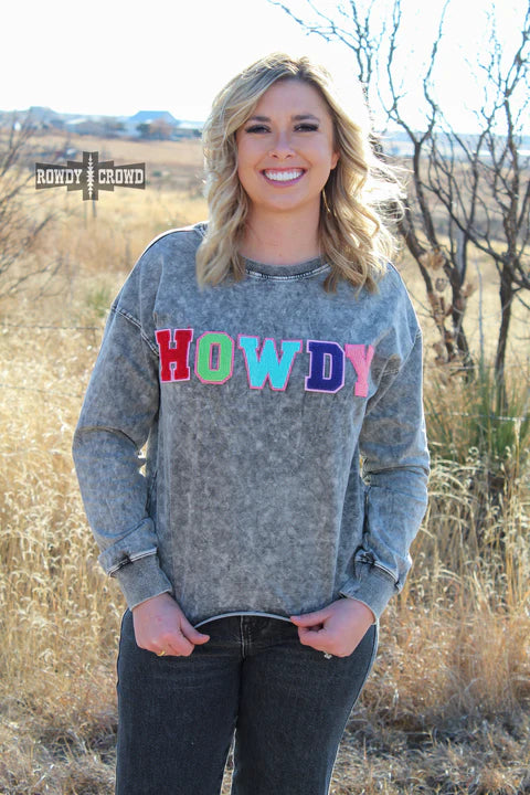 Howdy Howdy Sweatshirt-Graphic Sweaters-Deadwood South Boutique & Company-Deadwood South Boutique, Women's Fashion Boutique in Henderson, TX