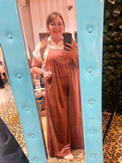 Bibi Wide Leg Velvet Overalls-bottoms-Deadwood South Boutique & Company LLC-Deadwood South Boutique, Women's Fashion Boutique in Henderson, TX