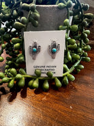 Sterling Silver & Turquoise Cactus Earrings-Sterling Silver Cactus Earrings-Deadwood South Boutique & Company LLC-Deadwood South Boutique, Women's Fashion Boutique in Henderson, TX