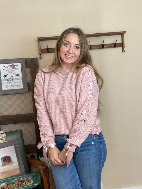 The Ribbon Sleeve Sweater-Tops & Tees-Deadwood South Boutique & Company LLC-Deadwood South Boutique, Women's Fashion Boutique in Henderson, TX