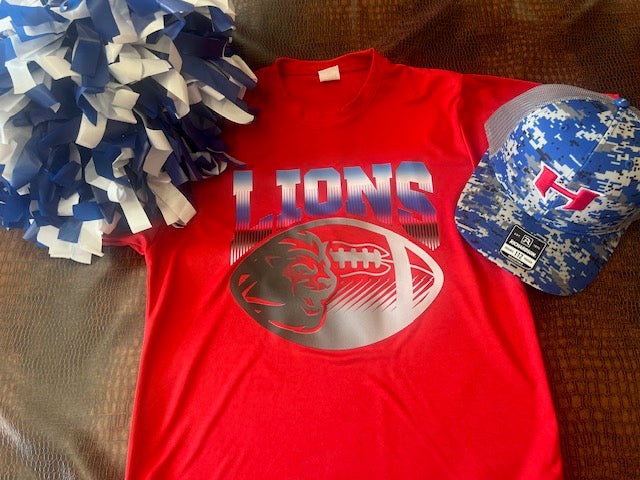 Lions Football Red Performance Tee-Graphic Tee's-Deadwood South Boutique & Company-Deadwood South Boutique, Women's Fashion Boutique in Henderson, TX