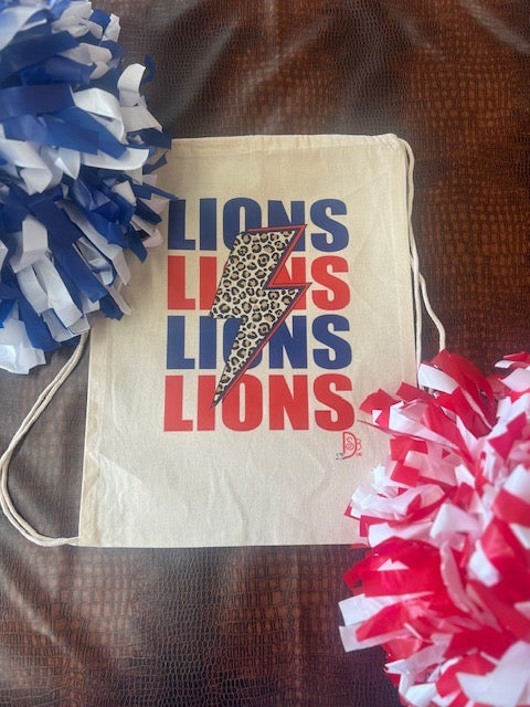 Lions Drawstring Canvas Backpack
