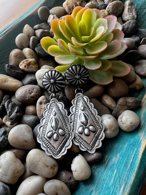 Eugenia Sterling Stamped Concho Post Earrings-Earrings-Deadwood South Boutique & Company-Deadwood South Boutique, Women's Fashion Boutique in Henderson, TX