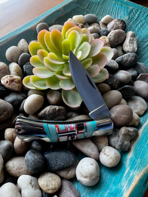Travis Inlay Turquoise Pocket Knife 2"-Knives-Deadwood South Boutique & Company-Deadwood South Boutique, Women's Fashion Boutique in Henderson, TX