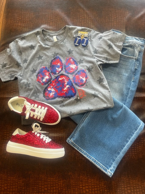 Lions Tie Dye Paw Star Graphic Tee-Graphic Tee's-Deadwood South Boutique & Company-Deadwood South Boutique, Women's Fashion Boutique in Henderson, TX