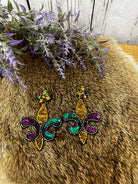 Mardi Gras Beaded Fleur Delis Earrings-Earrings-Deadwood South Boutique & Company-Deadwood South Boutique, Women's Fashion Boutique in Henderson, TX
