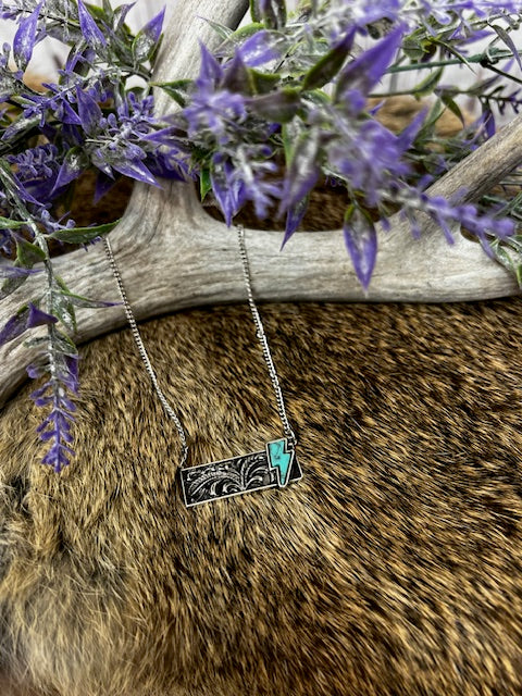 Western Bar Lightning Bolt Fashion Necklace-Necklaces-Deadwood South Boutique & Company-Deadwood South Boutique, Women's Fashion Boutique in Henderson, TX