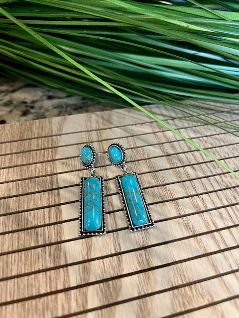 Turquoise Drop Fashion Earrings-Deadwood South Boutique & Company-Deadwood South Boutique, Women's Fashion Boutique in Henderson, TX