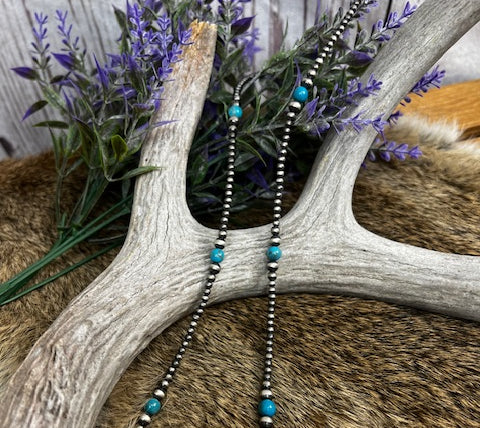 Desert Navajo Pearl and Turquoise Necklace 36"-Necklaces-Deadwood South Boutique & Company-Deadwood South Boutique, Women's Fashion Boutique in Henderson, TX