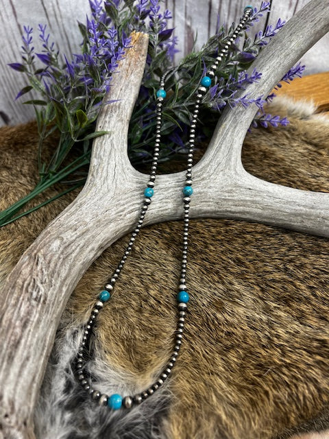 Desert Navajo Pearl and Turquoise Necklace 36"-Necklaces-Deadwood South Boutique & Company-Deadwood South Boutique, Women's Fashion Boutique in Henderson, TX