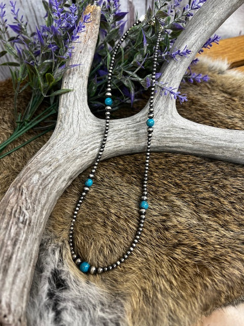 Select Sterling Silver Navajo Pearl & Turquoise Necklace 18"-jewelry-Deadwood South Boutique & Company-Deadwood South Boutique, Women's Fashion Boutique in Henderson, TX