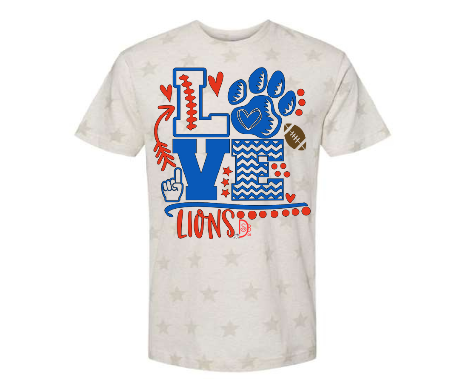 Love The Lions Star Tee-Graphic Tees-Deadwood South Boutique & Company-Deadwood South Boutique, Women's Fashion Boutique in Henderson, TX