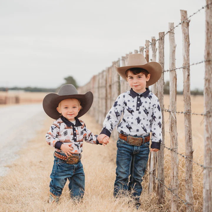 Shea Baby Desert Sky Onesie Long Sleeve Polo-Long Sleeves-Deadwood South Boutique & Company-Deadwood South Boutique, Women's Fashion Boutique in Henderson, TX