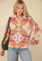 Iva Aztec Woven Pullover-Tops & Tees-Vintage Cowgirl-Deadwood South Boutique, Women's Fashion Boutique in Henderson, TX