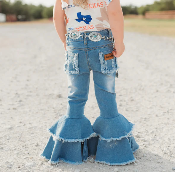 Shea Baby Ruffle Denim Bells-Jeans-Deadwood South Boutique & Company-Deadwood South Boutique, Women's Fashion Boutique in Henderson, TX