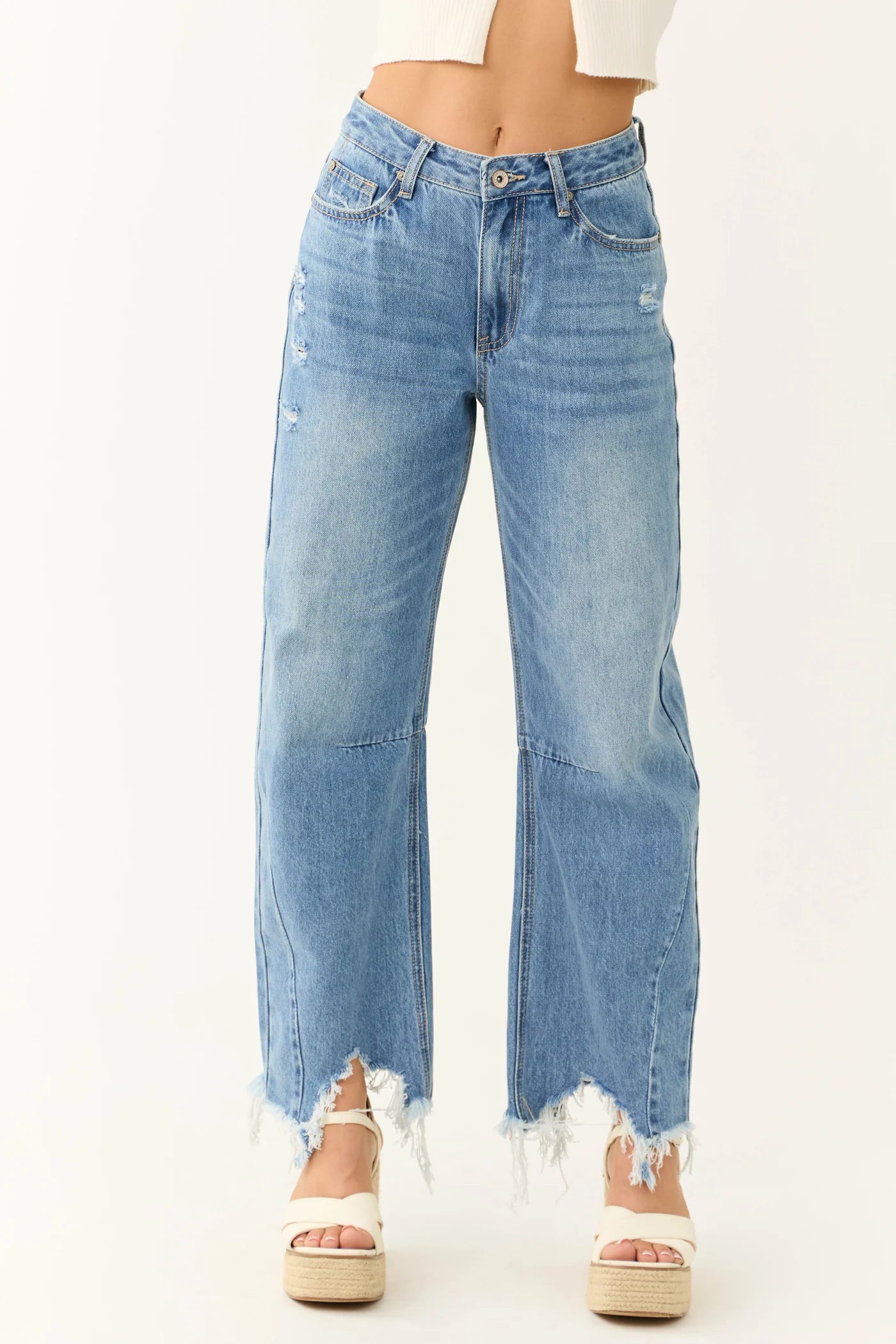 Special A High Rise Shark Bite Barrel Jeans-Jeans-Deadwood South Boutique & Company-Deadwood South Boutique, Women's Fashion Boutique in Henderson, TX