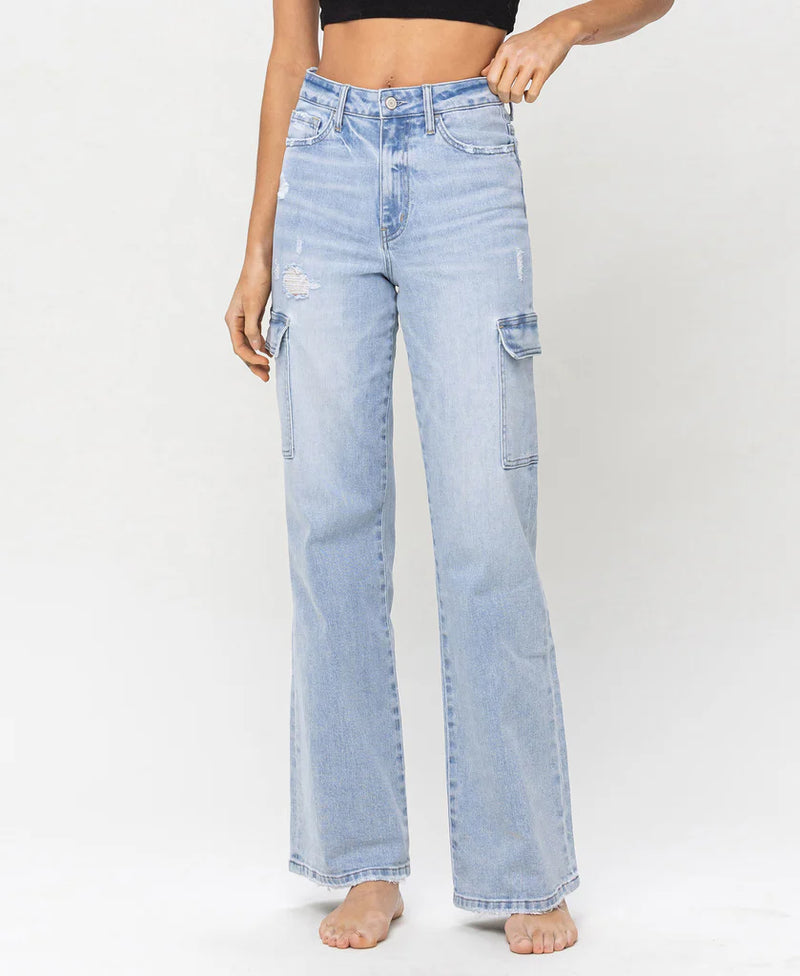 Vervet 90's Cargo Utility Straight Jeans-Bottoms-Deadwood South Boutique & Company-Deadwood South Boutique, Women's Fashion Boutique in Henderson, TX