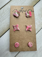 Boujee Pink Trio Studs-Jewelry-Faithful Glow-Deadwood South Boutique, Women's Fashion Boutique in Henderson, TX