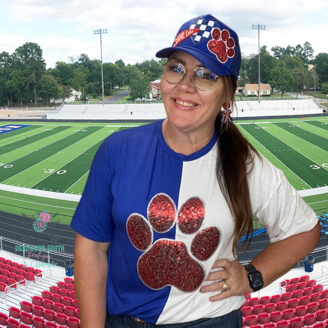 Game Day Sequin Paw Print Top-Tops & Tees-Deadwood South Boutique & Company LLC-Deadwood South Boutique, Women's Fashion Boutique in Henderson, TX