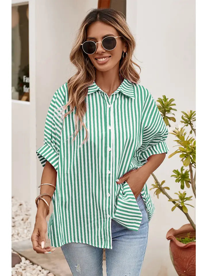 Dolman Stripped Oversized Shirt-Tops & Tees-Deadwood South Boutique & Company LLC-Deadwood South Boutique, Women's Fashion Boutique in Henderson, TX