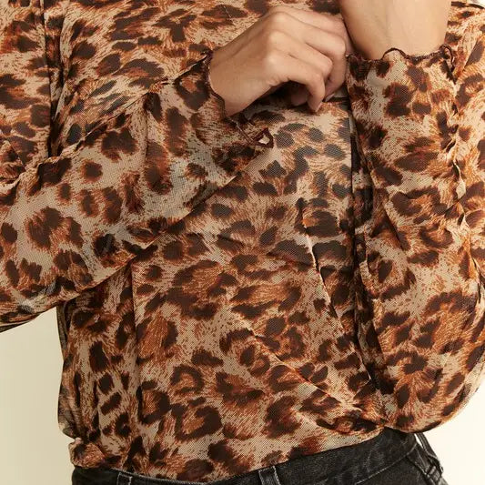 Leopard Mesh Longsleeve Top-Tops & Tees-Deadwood South Boutique & Company LLC-Deadwood South Boutique, Women's Fashion Boutique in Henderson, TX