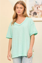 Andree Raw Edge V Neck Top - Deadwood South Boutique & Company LLC