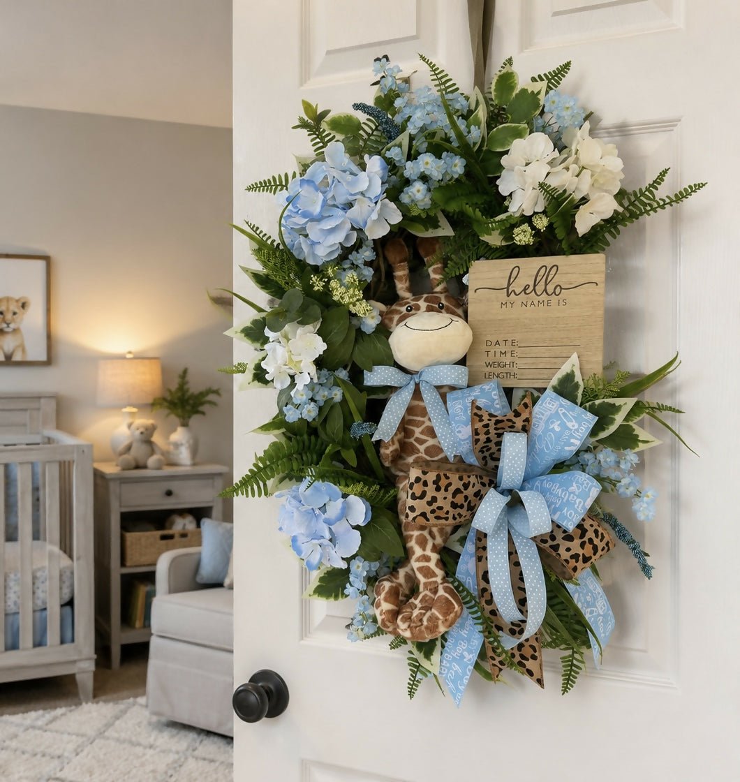 Baby giraffe wreath - Deadwood South Boutique & Company LLC
