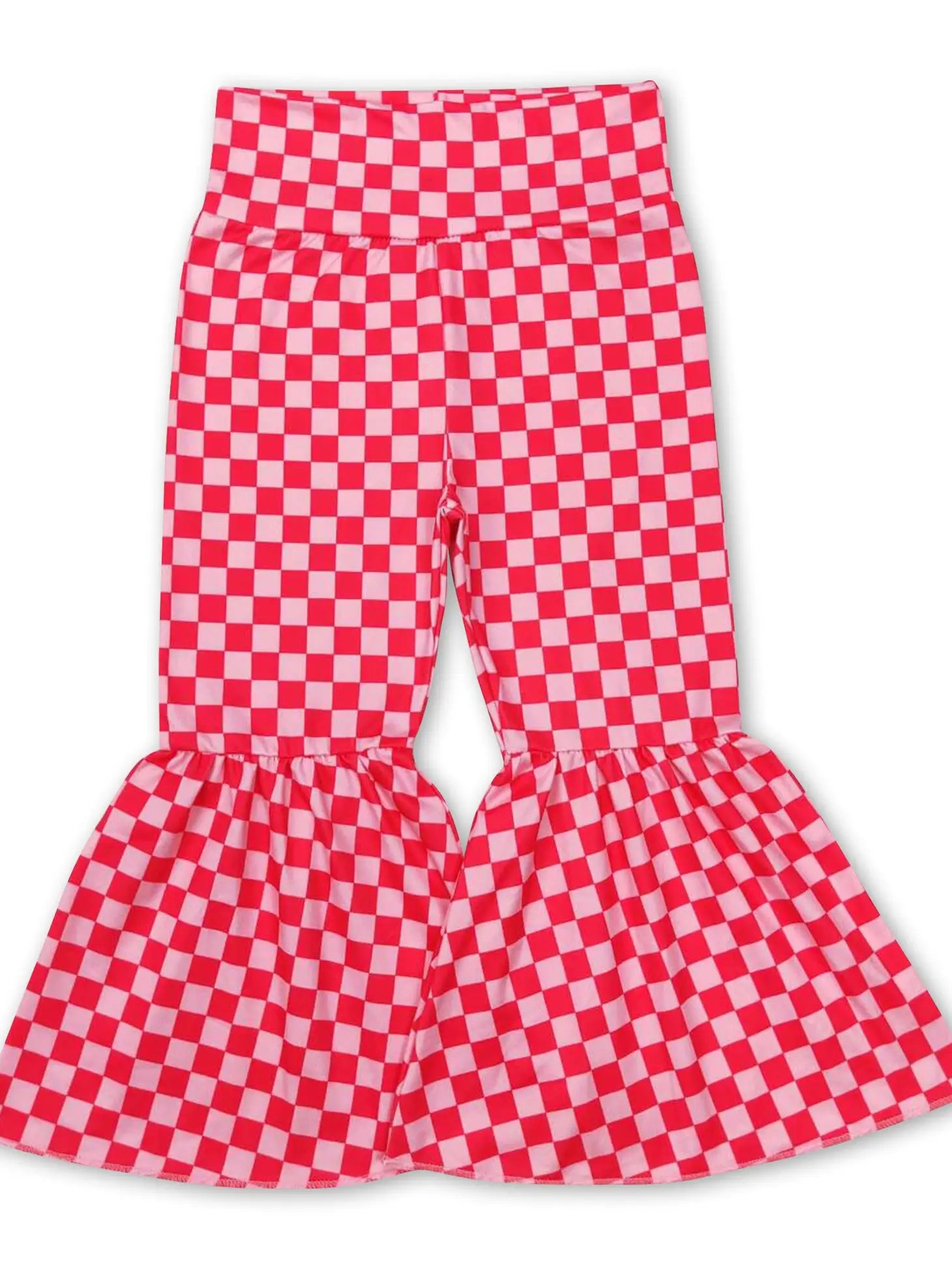Checkerboard Pink Lovers Bells-Pants-Deadwood South Boutique & Company-Deadwood South Boutique, Women's Fashion Boutique in Henderson, TX