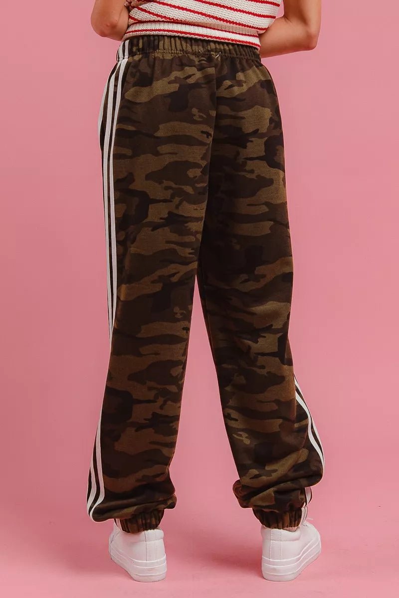 BiBi Side Lines Camouflage Track Pants - Deadwood South Boutique & Company LLC