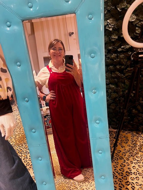 Bibi Wide Leg Velvet Overalls - Deadwood South Boutique & Company LLC