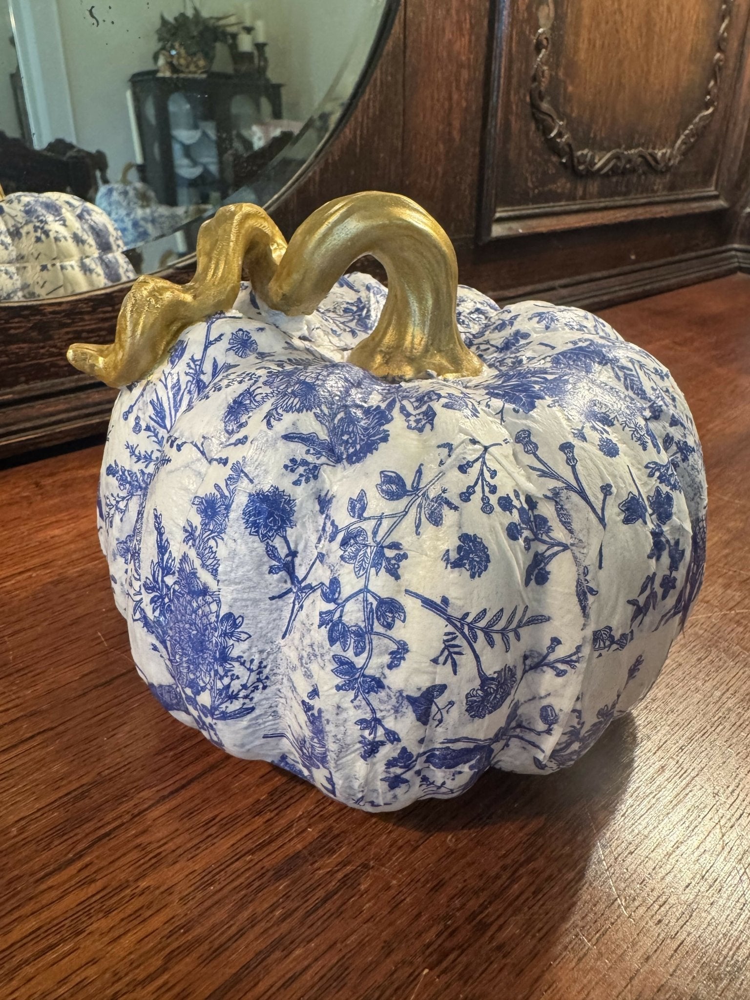 Blue chinoiserie pumpkin small - Deadwood South Boutique & Company LLC